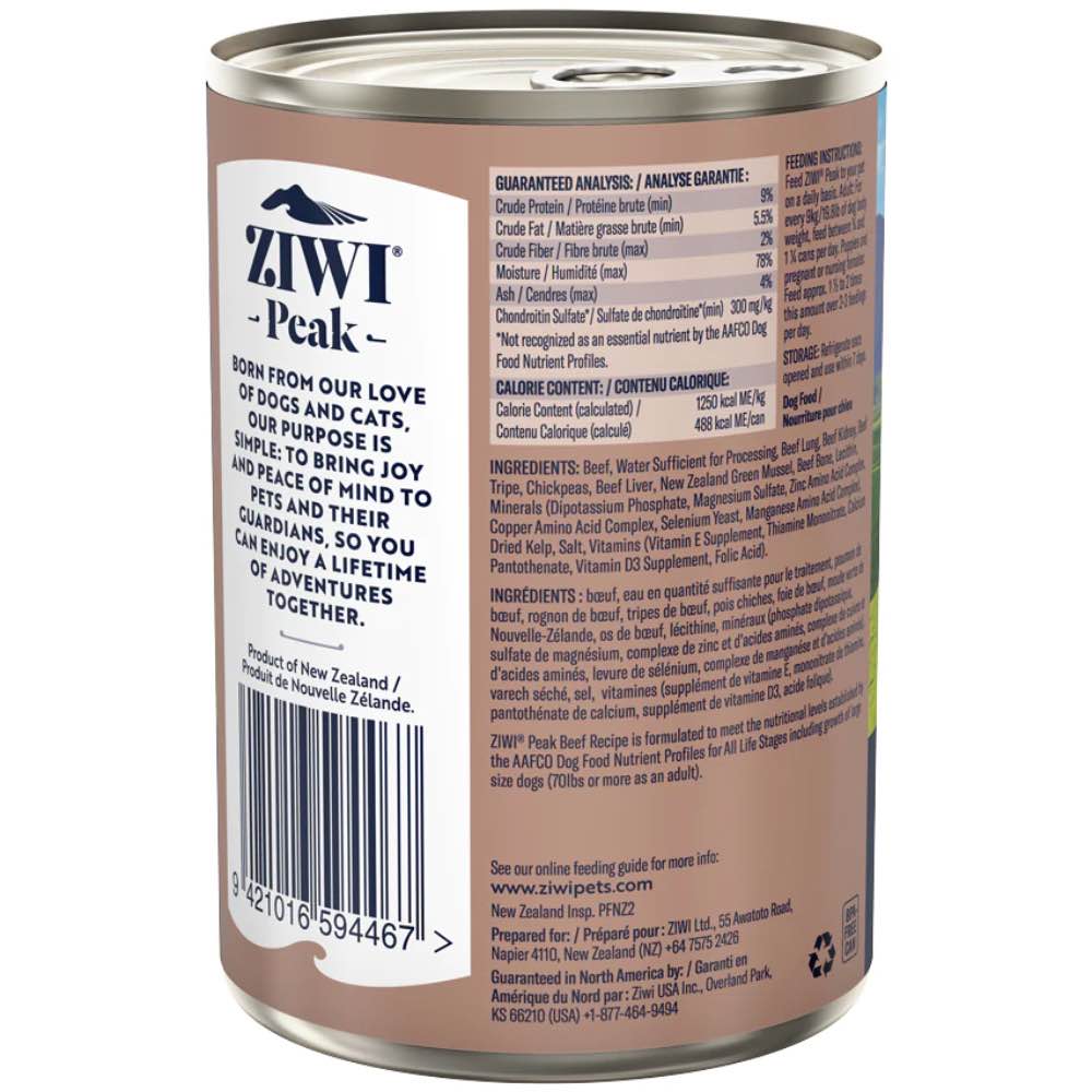 20% OFF: Ziwi Peak New Zealand Beef Grain-Free Canned Dog Food 390g