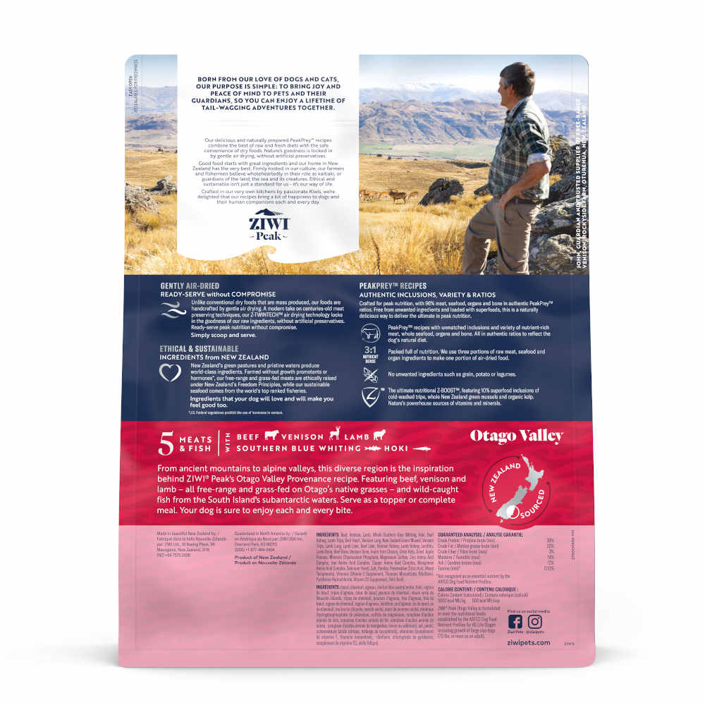 20% OFF: ZiwiPeak Provenance Otago Valley Grain-Free Air-Dried Dog Food - Kohepets