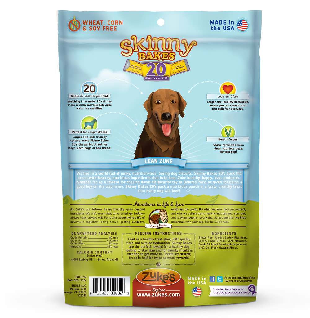Zuke's Skinny Bakes 20s Coconut & Acai Berry Dog Treat 10oz - Kohepets