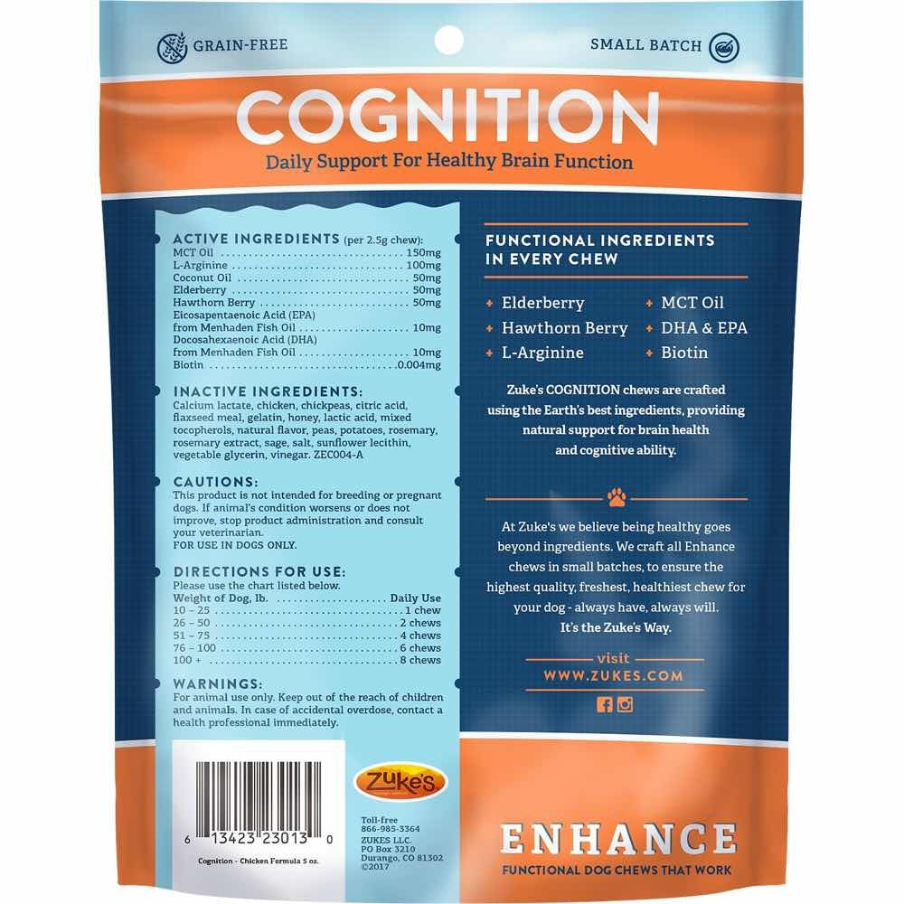 Zuke’s Enhance Cognition Functional Chicken Grain-Free Dog Treats 5oz - Kohepets