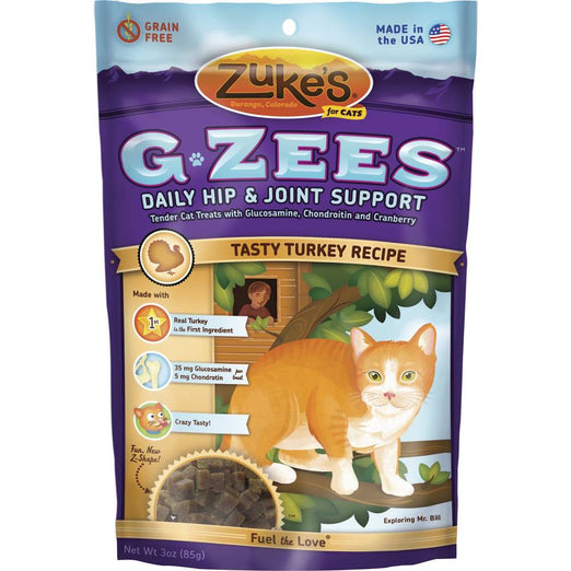 Zuke's Cat G-Zees Daily Hip & Joint Support Tasty Turkey Cat Treats 3oz - Kohepets