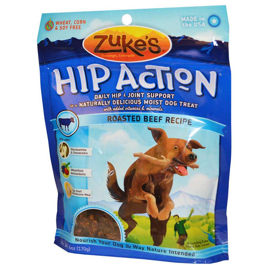 Zuke's Hip Action Dog Treats With Glucosamine & Chondroitin Roasted Beef Formula 6oz - Kohepets
