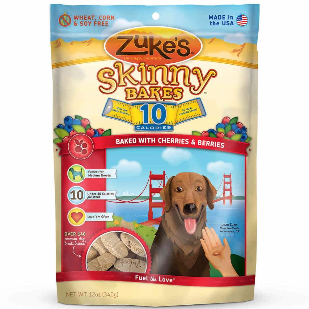Zuke's Skinny Bakes 10s Cherries & Berries Dog Treats 12oz - Kohepets