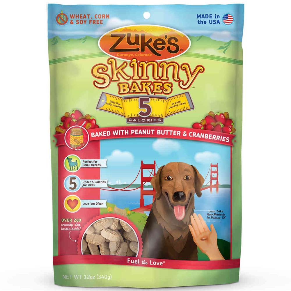Zuke's Skinny Bakes 5s Peanut Butter & Cranberries Dog Treats 12oz - Kohepets